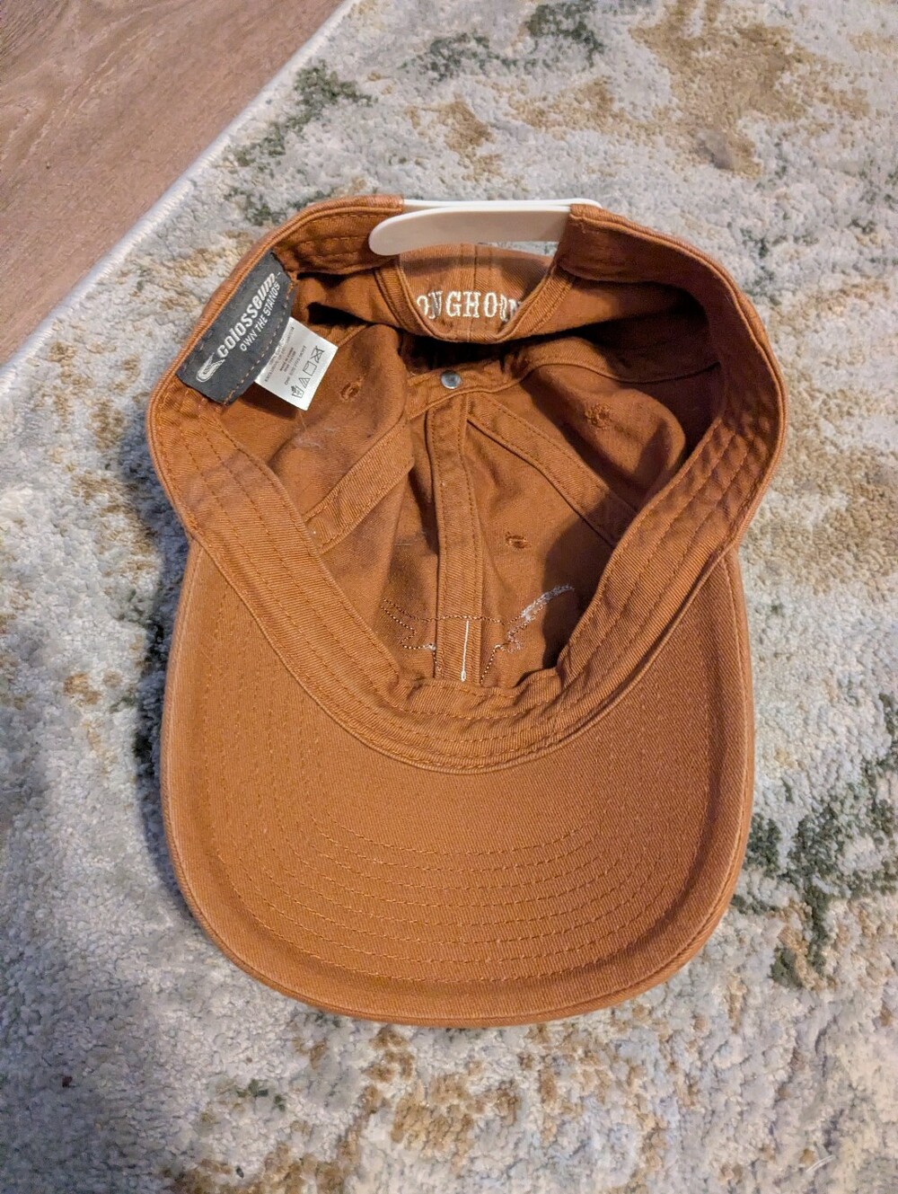 Classic Texas Longhorn Logo Distressed Tan Baseball Cap - Men Accessories - Picture 5 of 5